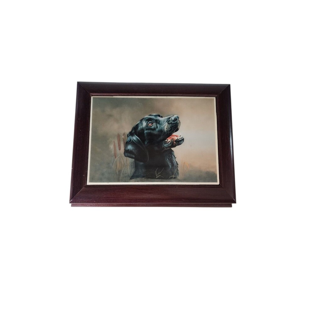 Labrador Retriever Music Jewelry Box Graphic Art Tiles  Velvet Wind Up